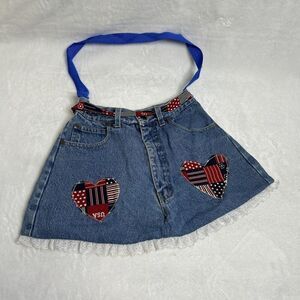 Eddie Bauer Custom Made Denim Bag Handbag Shoulder USA Flag Repurposed Upcycled